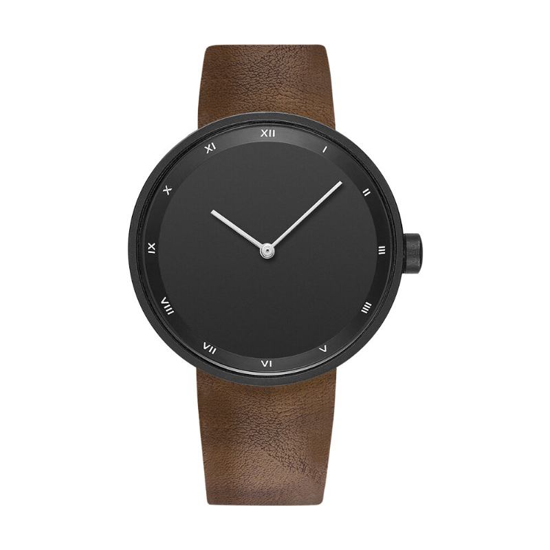 Simple Dial Fashion Style Læderrem Herreur Quartz Watch