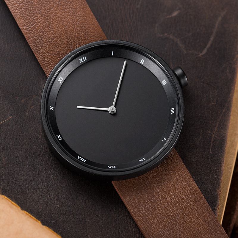 Simple Dial Fashion Style Læderrem Herreur Quartz Watch