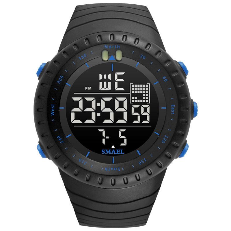 Smael Outdoor Led Display Digital Watch Multifunktion Silikone Band Sport Herreur