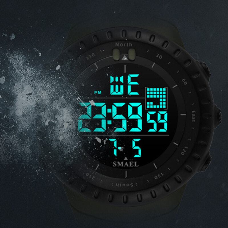 Smael Outdoor Led Display Digital Watch Multifunktion Silikone Band Sport Herreur