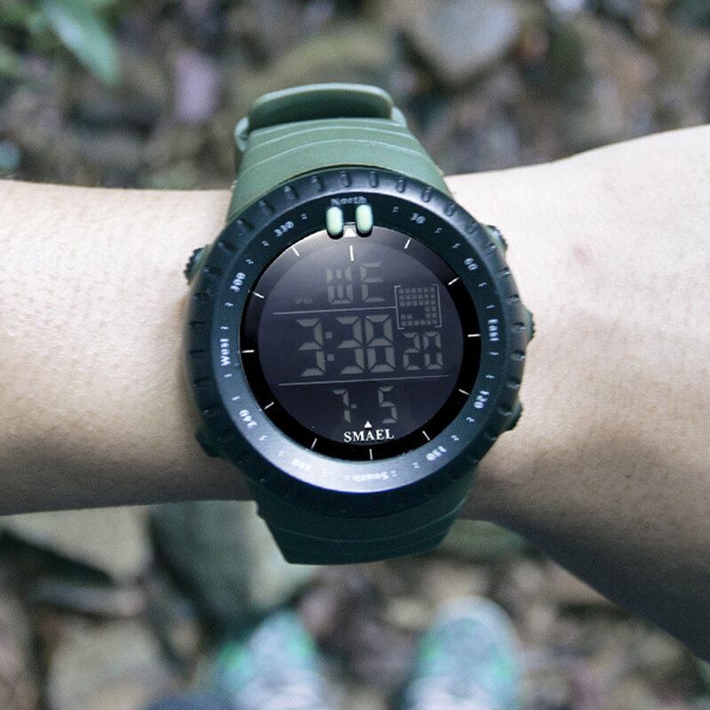 Smael Outdoor Led Display Digital Watch Multifunktion Silikone Band Sport Herreur