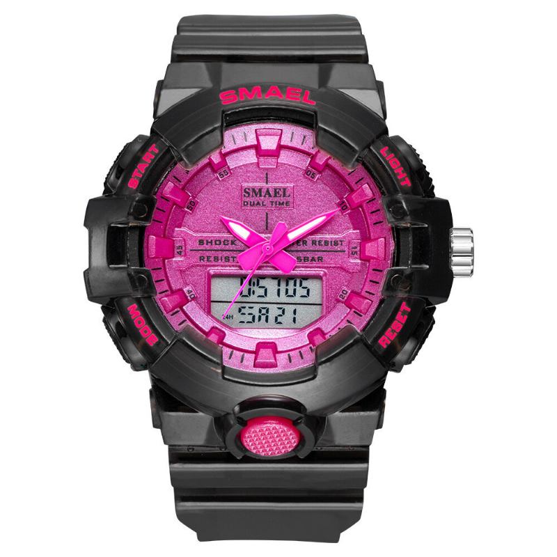 Sport Herre Digital Ur Dual Time Dato Uge Display Chronograph 5atm Vandtæt Udendørs Dual Display Ur