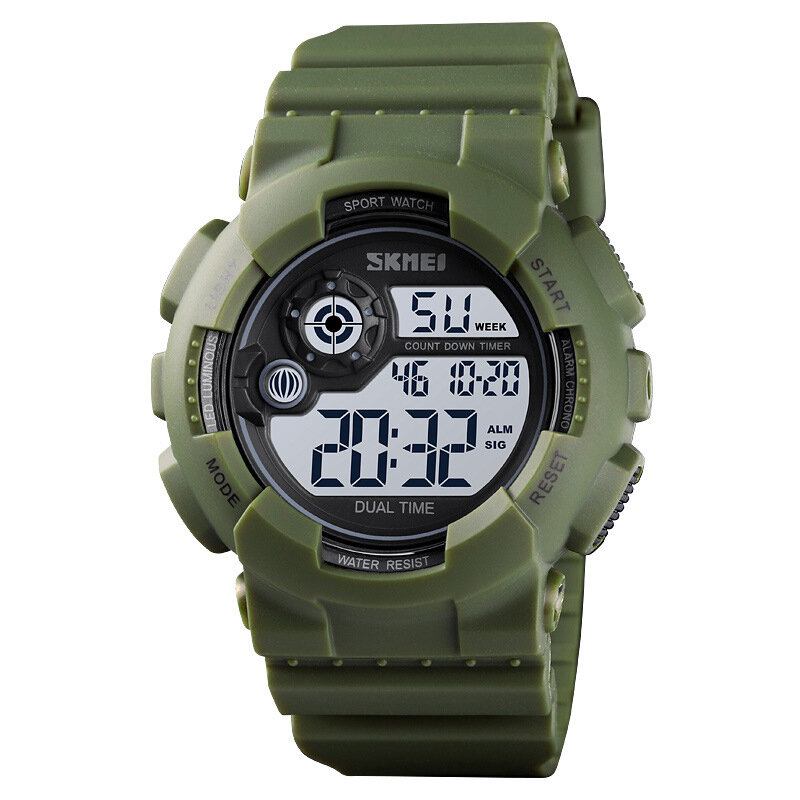 Sport Herreur 5atm Vandtæt Dato Uge Display 12/24 Hour Led Digital Watch