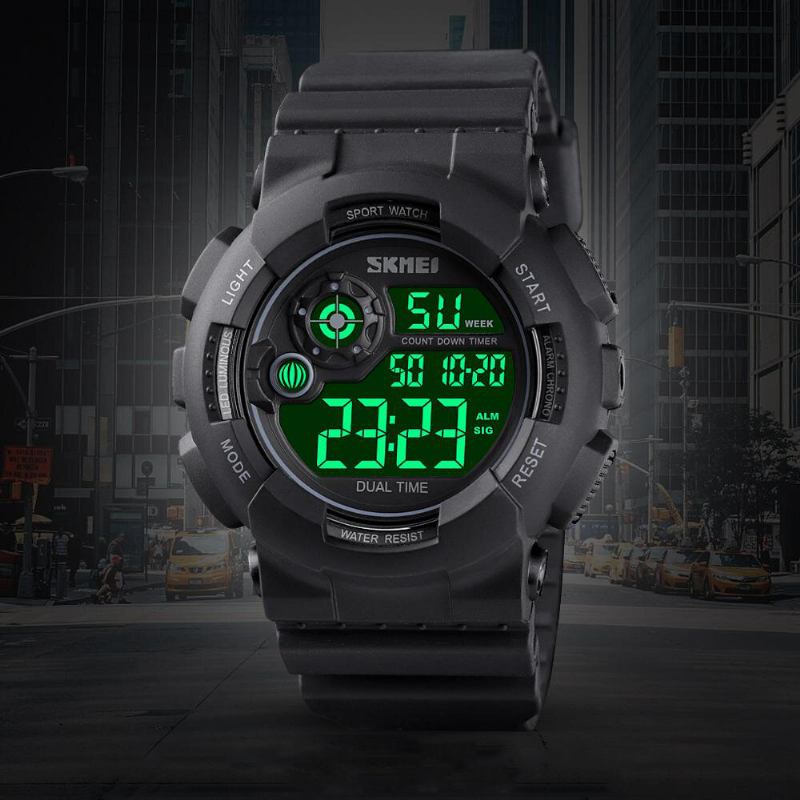 Sport Herreur 5atm Vandtæt Dato Uge Display 12/24 Hour Led Digital Watch