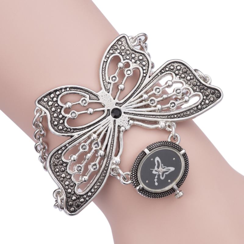 Trendy Sommerfuglemønster Dame Armbånd Quartz Watch Armbåndsur