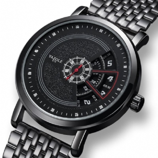 Unikt Design Herrearmbåndsur Fuldt Stål Business Style Creative Quartz Watch