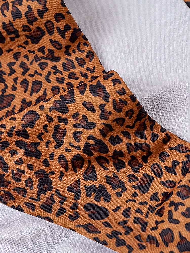 Dame Animal Print Bandeau Rygløs Bikinithong Badedragt