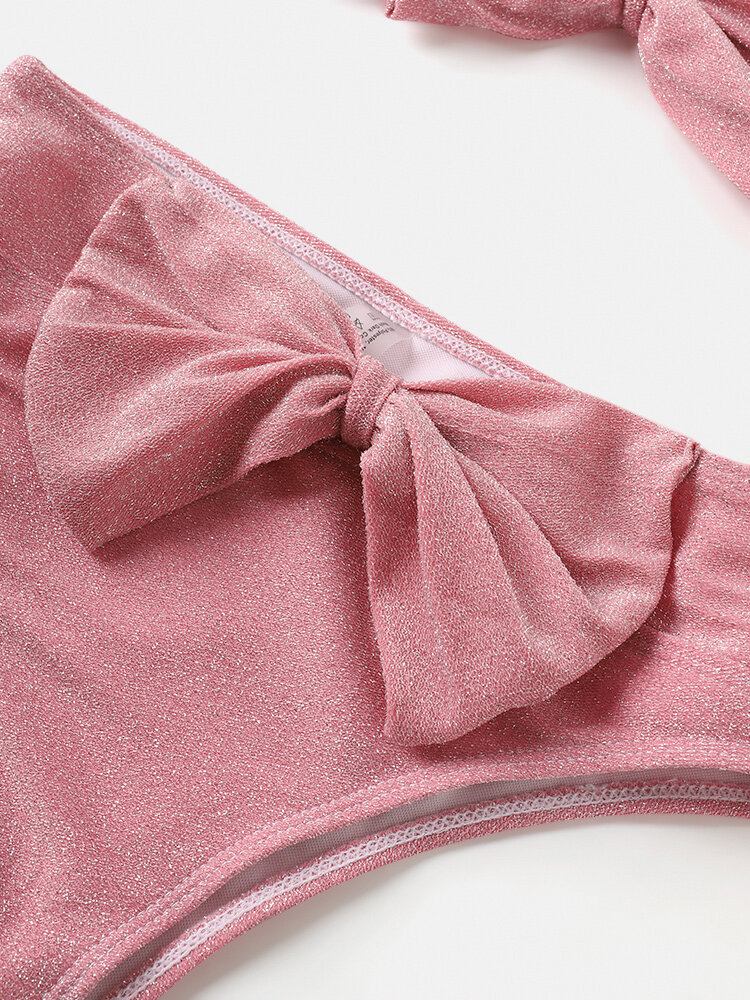 Dame Large Bowknot Trådløs Ryglukning Bandeau Bikinier Badetøj