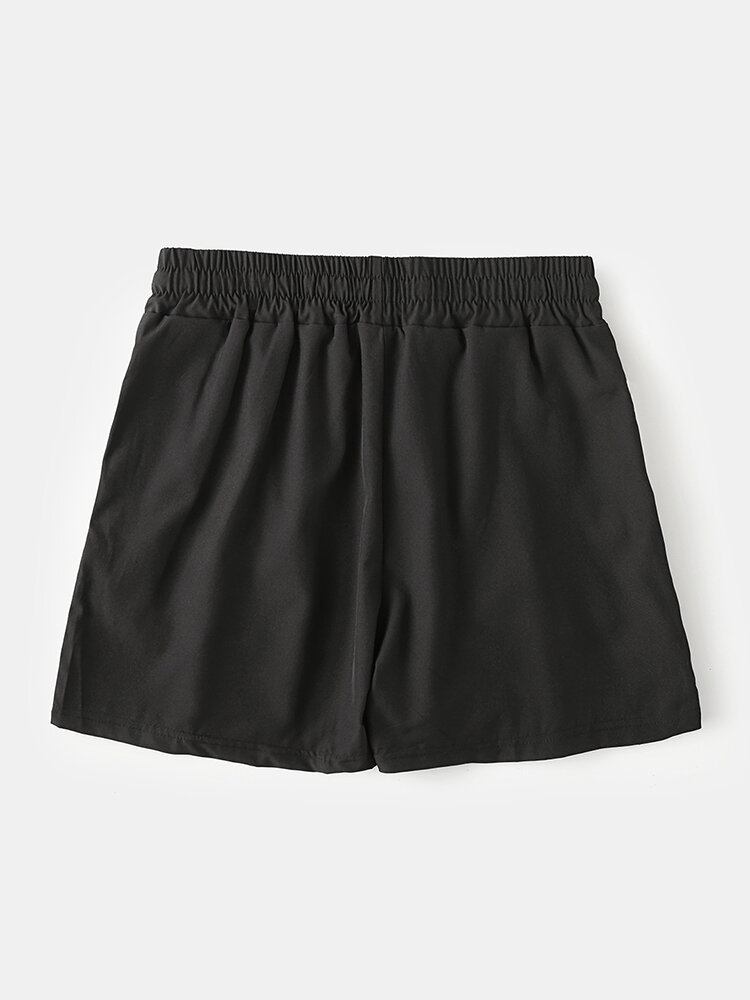 Herre Activewear Ensfarvet Hurtigtørrende Snøre Lynlås Lommer Beach Board Shorts