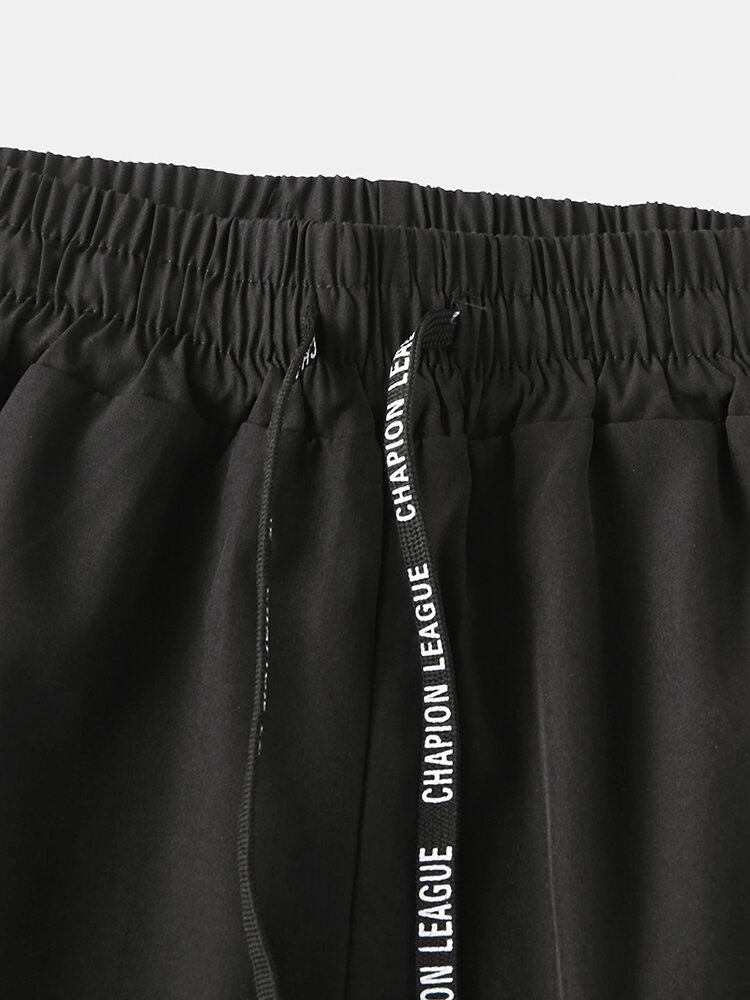 Herre Activewear Ensfarvet Hurtigtørrende Snøre Lynlås Lommer Beach Board Shorts