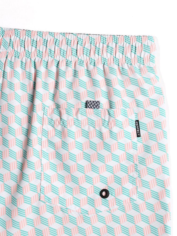 Herre All Over Geo Print Hurtigtørrende Strandshorts Med Snoretræk