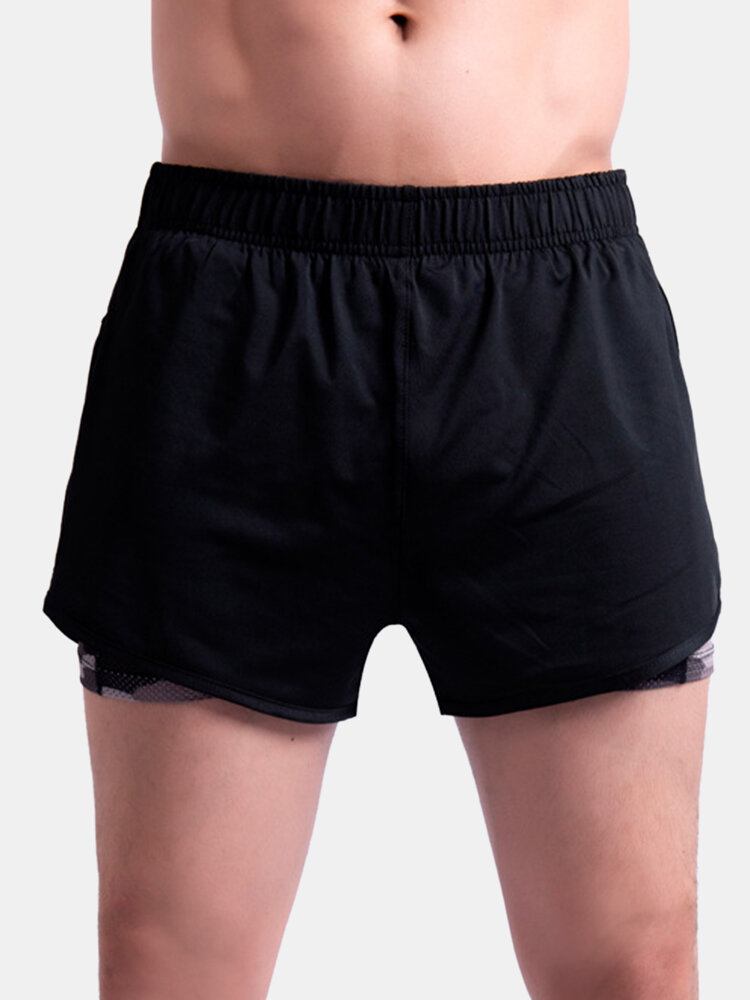 Herre Camo Patchwork Hurtigtørrende Elastisk Talje Løs Udendørs Løbesportsstrækshorts