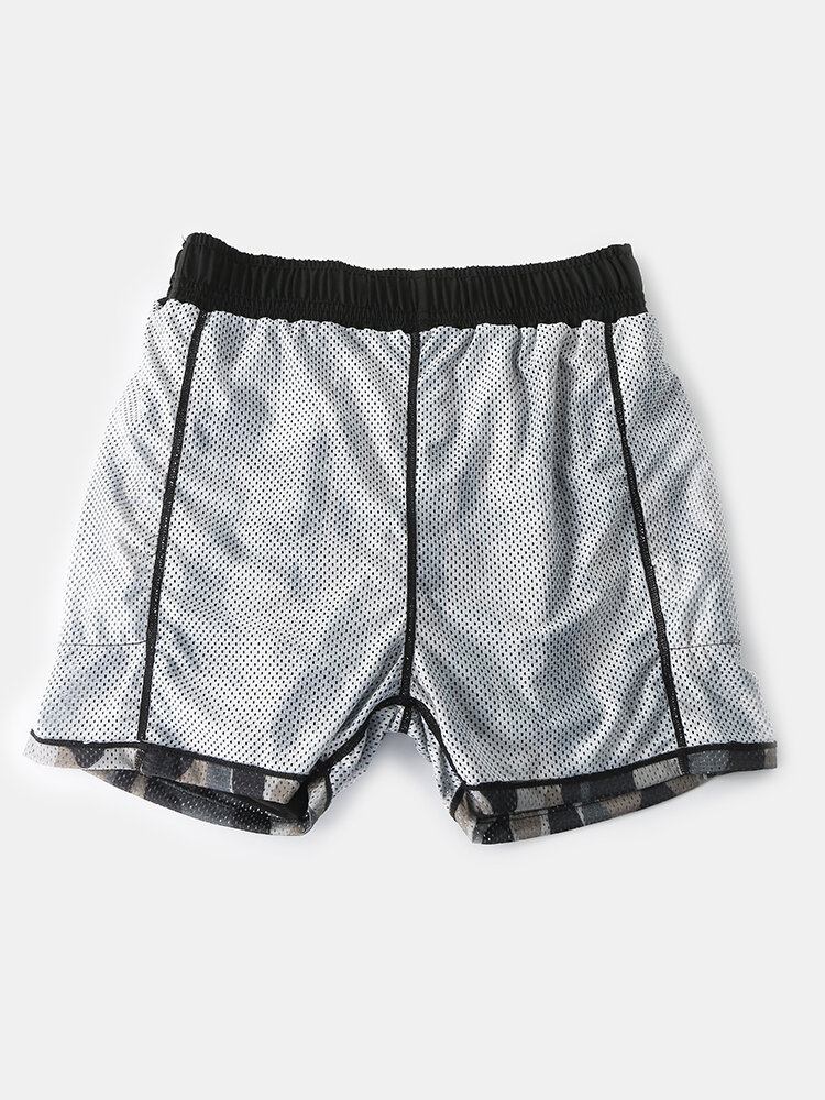 Herre Camo Patchwork Hurtigtørrende Elastisk Talje Løs Udendørs Løbesportsstrækshorts