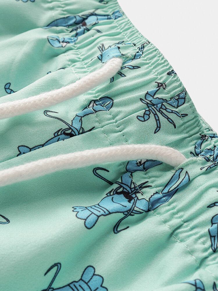 Herre Carb Cartoon Print Elastiske Talje Strandshorts