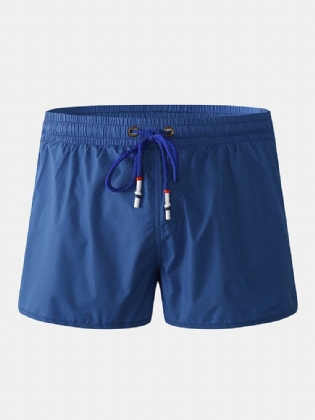 Herre Ensfarvet Hurtigtørrende Snoretræk Casual Beach Board-shorts Med Kompressionsforing