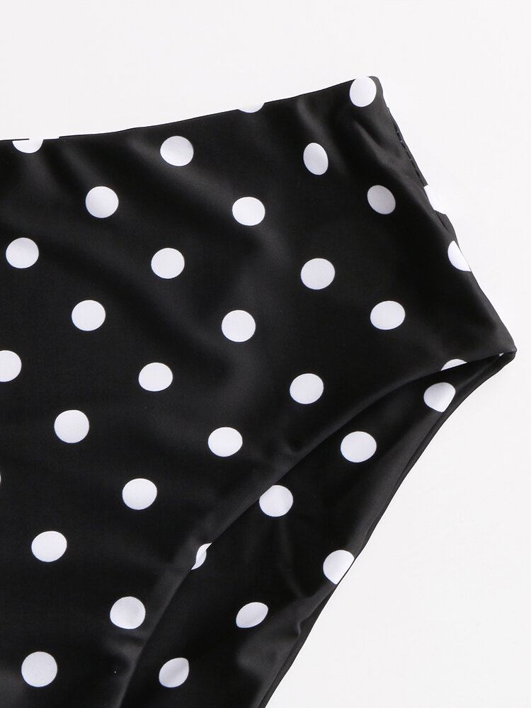 Kvinder Polka Dot Print Flæser Ærmer Tie High Waist Bikini