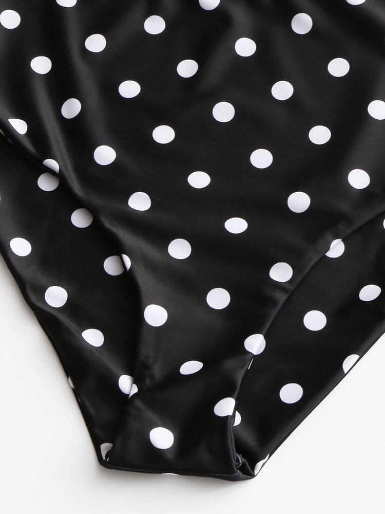 Kvinder Polka Dot Print Flæser Ærmer Tie High Waist Bikini