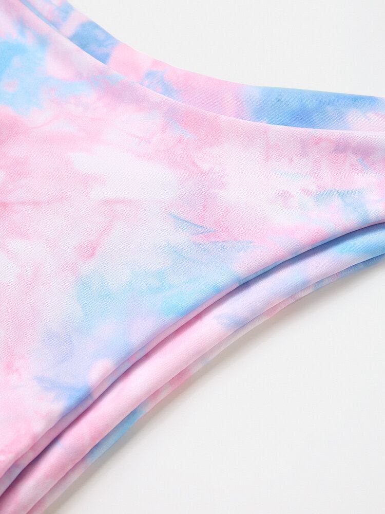 Kvinder Tie-dye Print Brede Stropper Lavtalje Bikini Badedragt