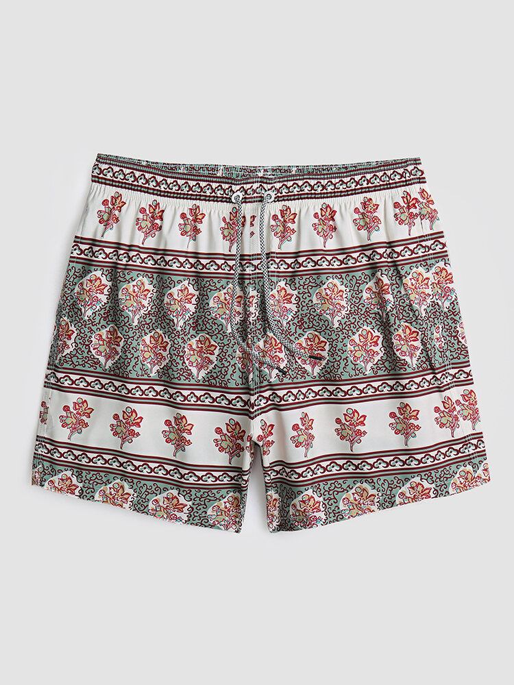 Mænd Blomsterprint Vintage Style Hyggelige Korte Letvægts Thin Board Shorts