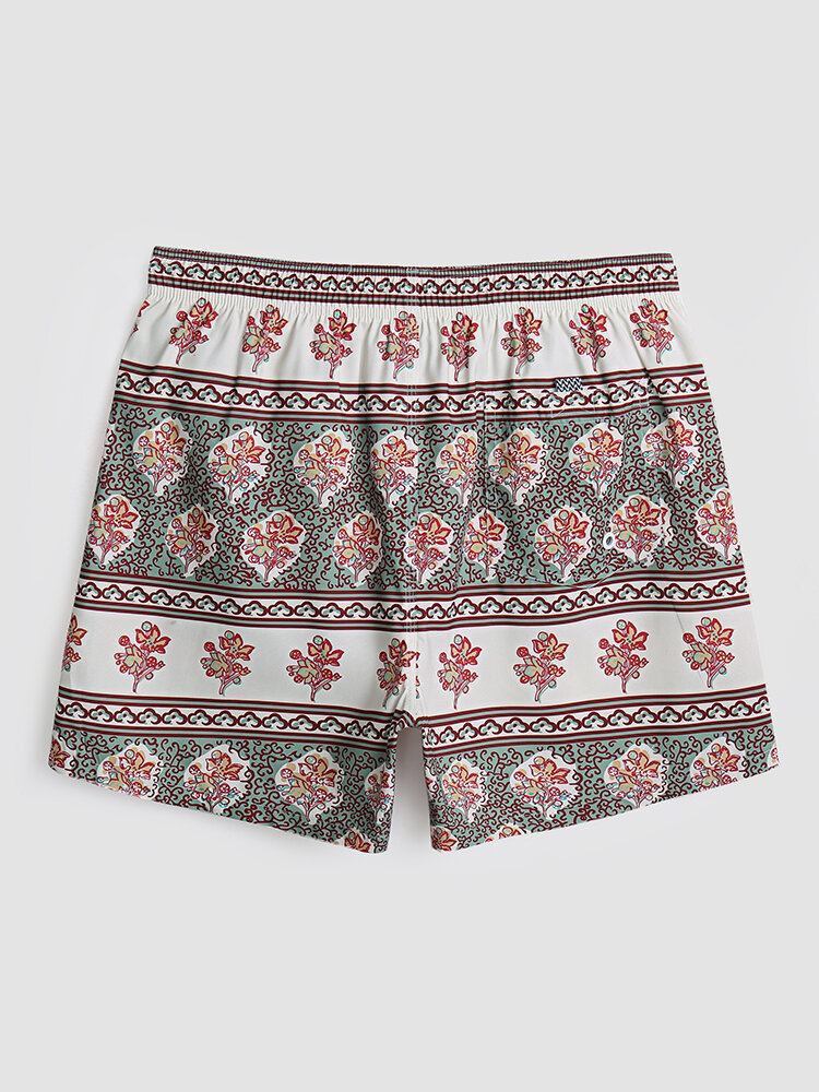 Mænd Blomsterprint Vintage Style Hyggelige Korte Letvægts Thin Board Shorts