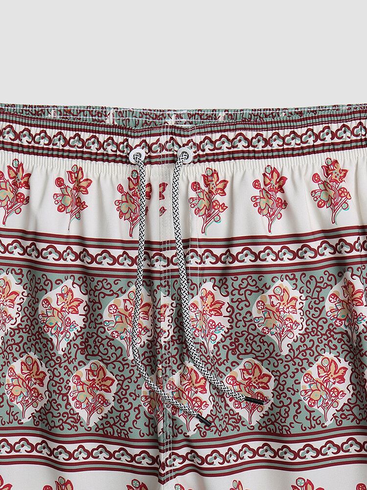 Mænd Blomsterprint Vintage Style Hyggelige Korte Letvægts Thin Board Shorts