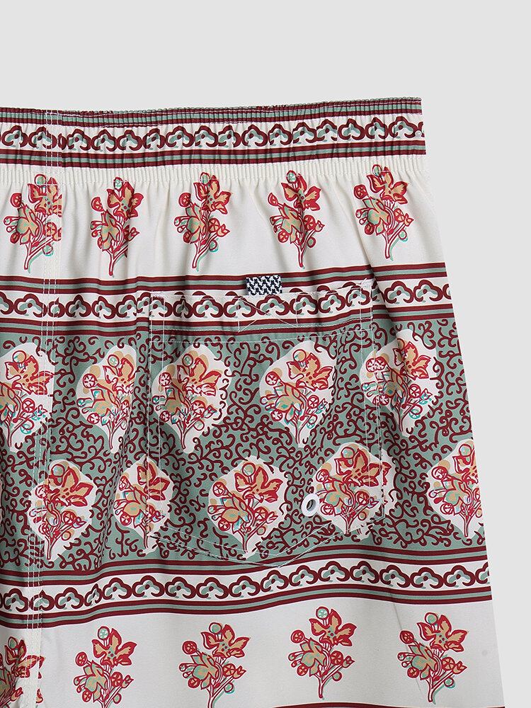 Mænd Blomsterprint Vintage Style Hyggelige Korte Letvægts Thin Board Shorts