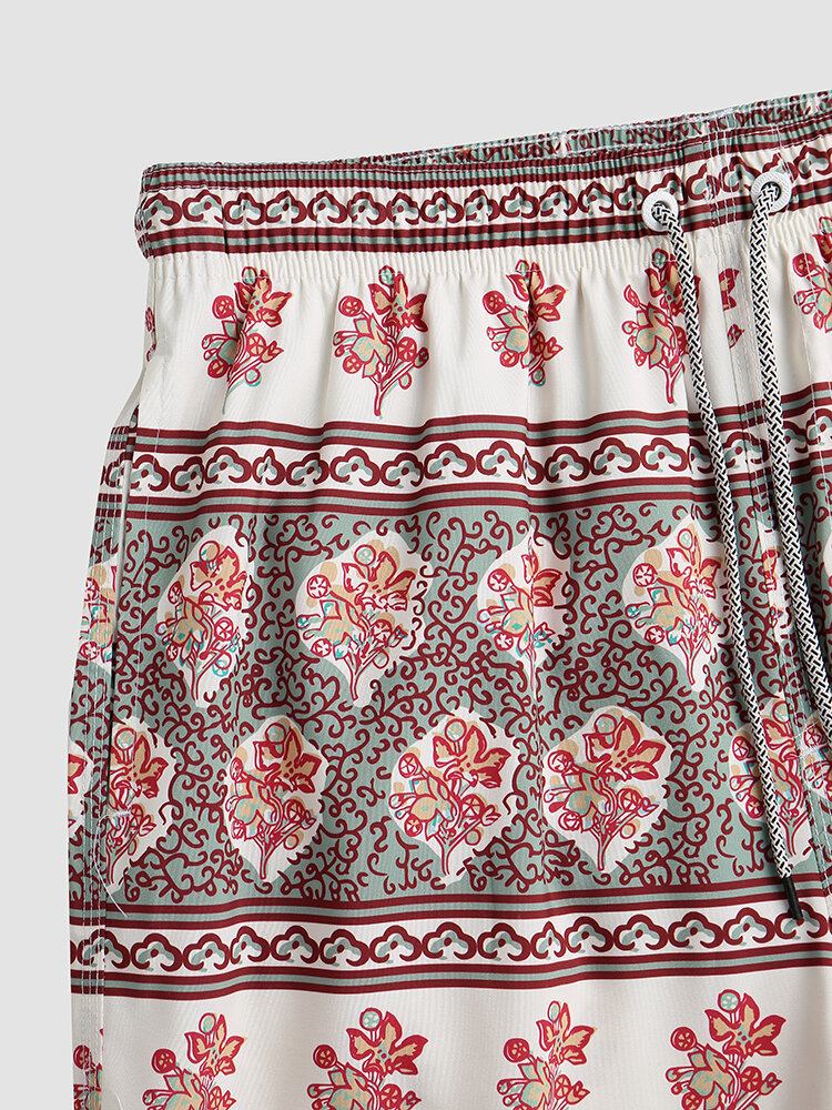 Mænd Blomsterprint Vintage Style Hyggelige Korte Letvægts Thin Board Shorts