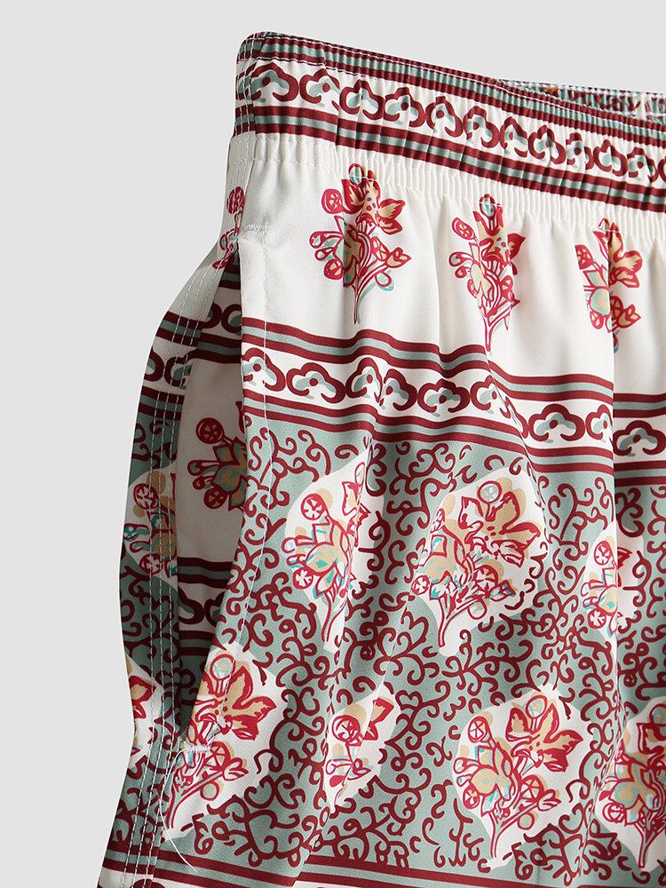 Mænd Blomsterprint Vintage Style Hyggelige Korte Letvægts Thin Board Shorts