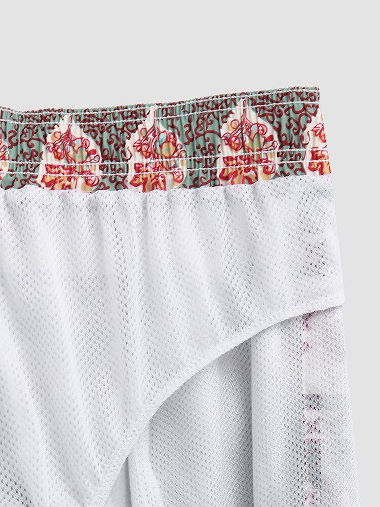 Mænd Blomsterprint Vintage Style Hyggelige Korte Letvægts Thin Board Shorts