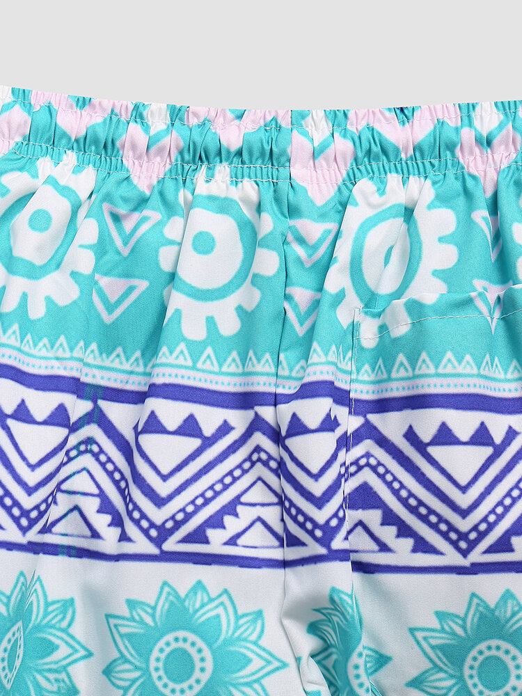 Mænd Floral Geometrisk Print Tynde Cool Quick Dry Mesh Foret Board Shorts