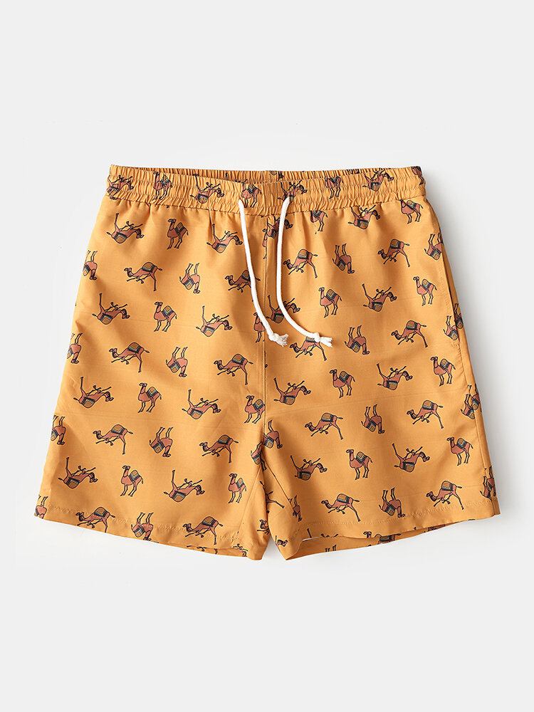 Mænds Camel Cartoon Print Elastiske Talje Strandshorts