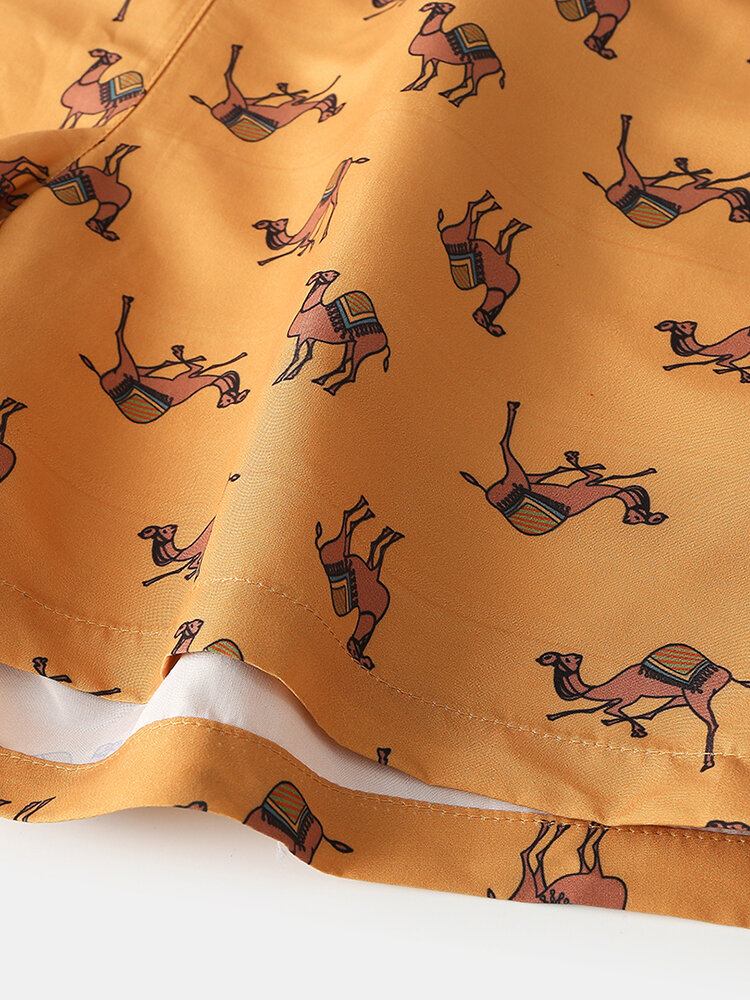 Mænds Camel Cartoon Print Elastiske Talje Strandshorts