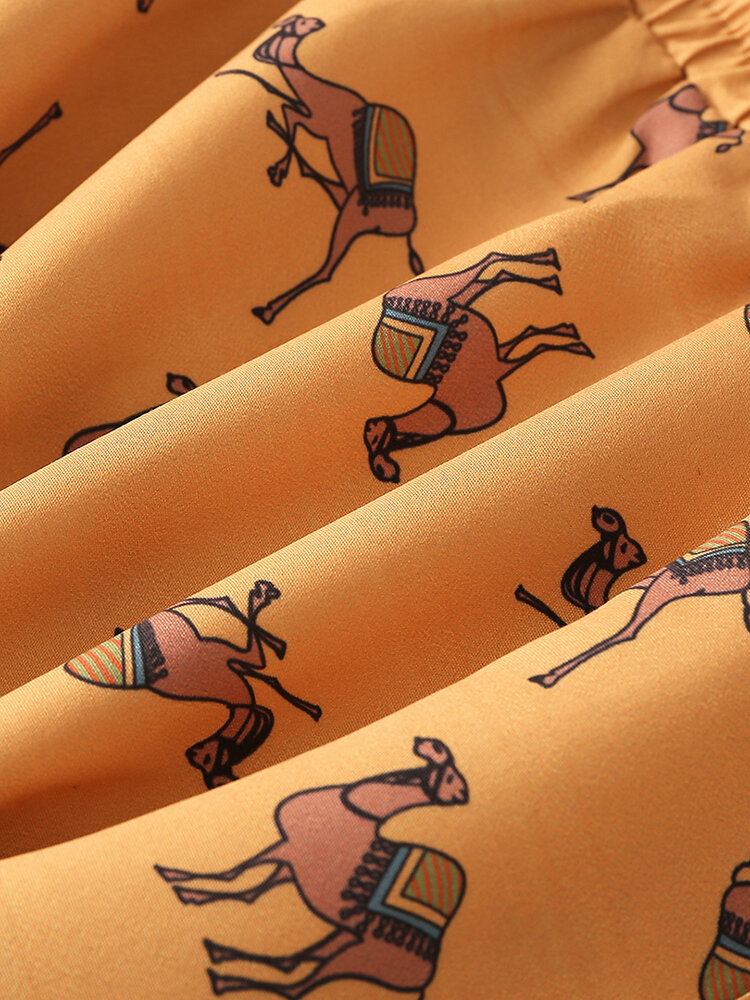 Mænds Camel Cartoon Print Elastiske Talje Strandshorts