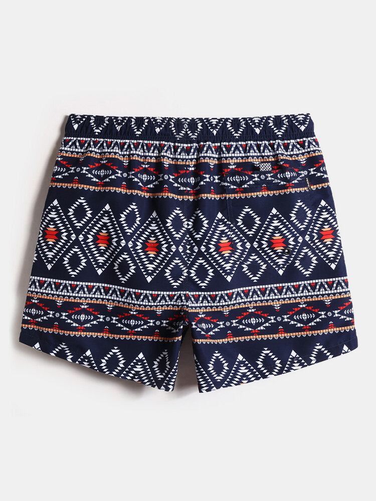 Mænds Etnisk Stil Tribal Print Snøre I Taljen Løs Tynde Holiday Beach Board Shorts