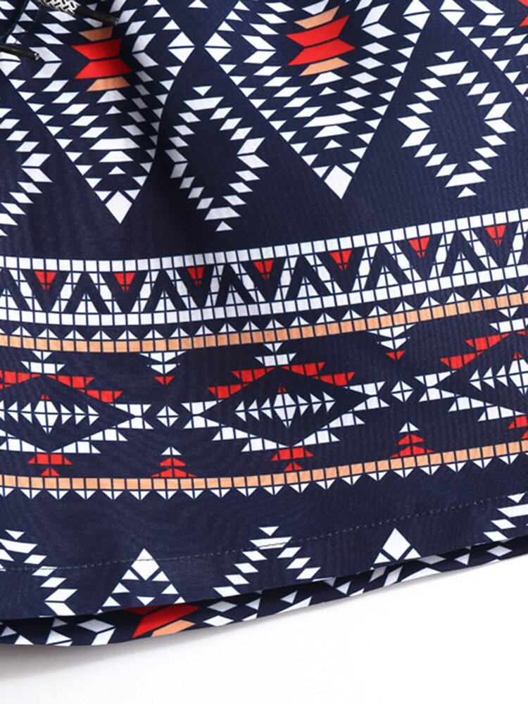 Mænds Etnisk Stil Tribal Print Snøre I Taljen Løs Tynde Holiday Beach Board Shorts