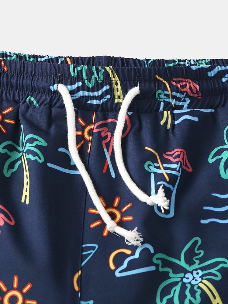 Mænds Ferie Sjovt Tegneserietryk Snøre Hurtigtørrende Mini Korte Strandshorts