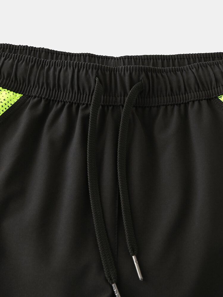 Mænds Mesh Patchwork Hurtigttørrende Snøre Åndbare Sportsbrætshorts