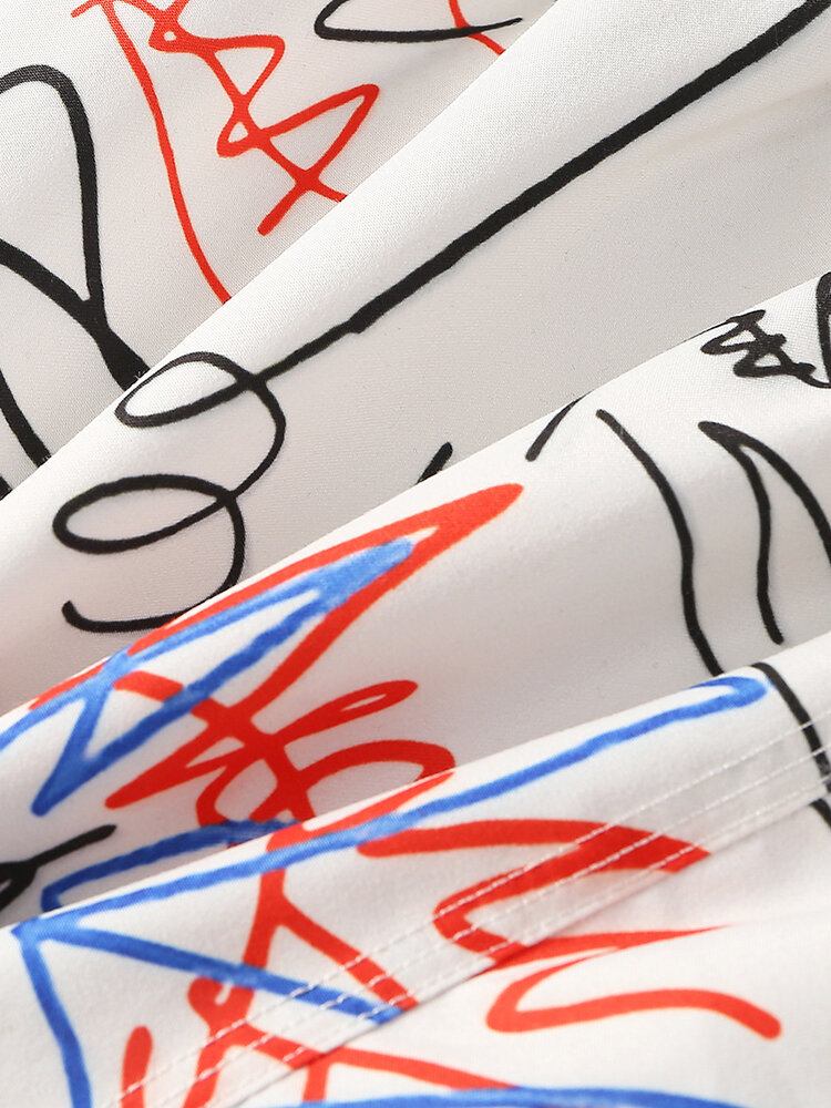 Sjove Graffiti-print Til Mænd Hurtigtørrende Mesh-forlomme Afslappede Løse Boardshorts