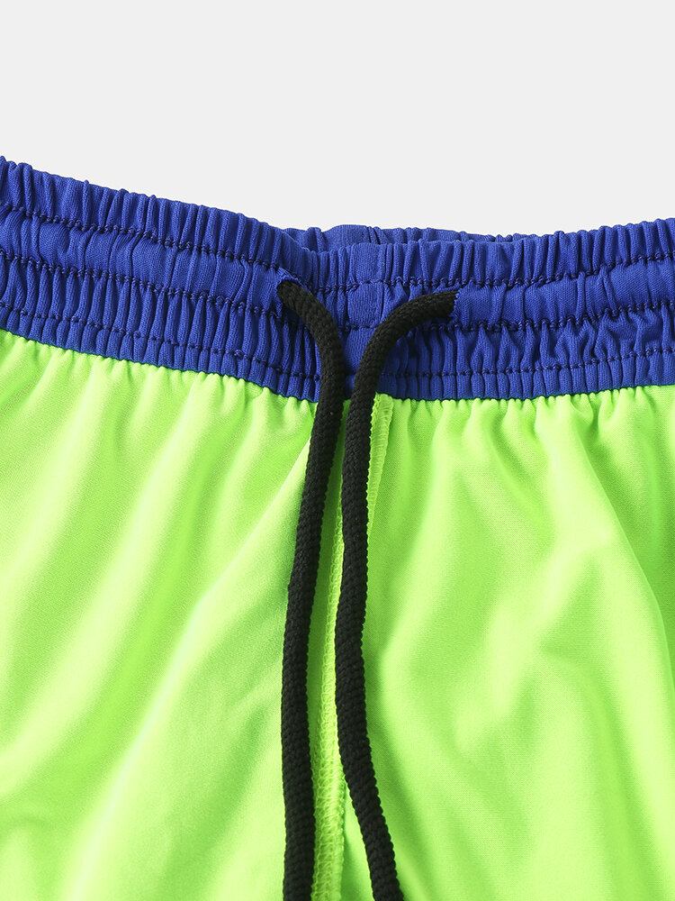 Tofarvet Patchwork-sportstræningstræning Til Mænd I Stræk Slim Fit Dobbeltlags Strandshorts