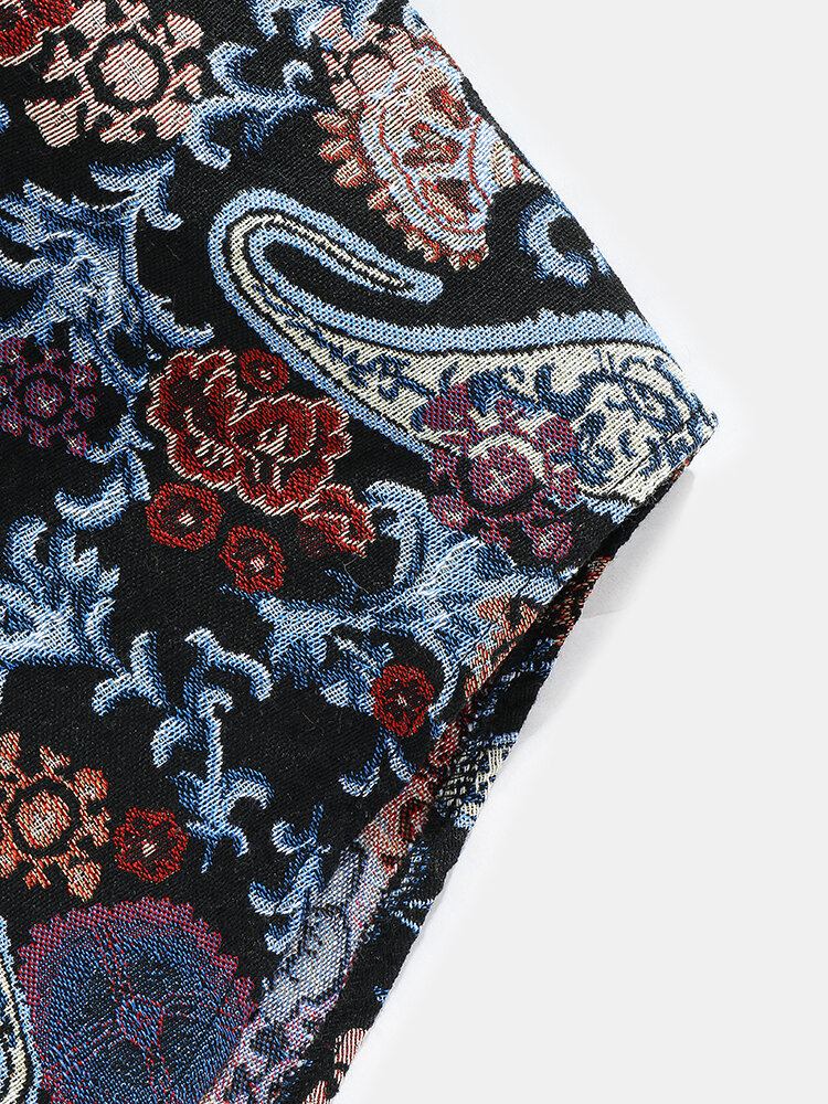 Herre Paisley Mønster Button Up Revers Skjortejakke I Etnisk Stil