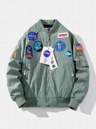 Mænd Astronaut Icon Pattern Nasa Baseball Collar Outdoor Jakker