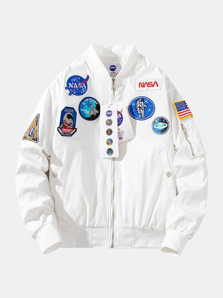 Mænd Astronaut Icon Pattern Nasa Baseball Collar Outdoor Jakker