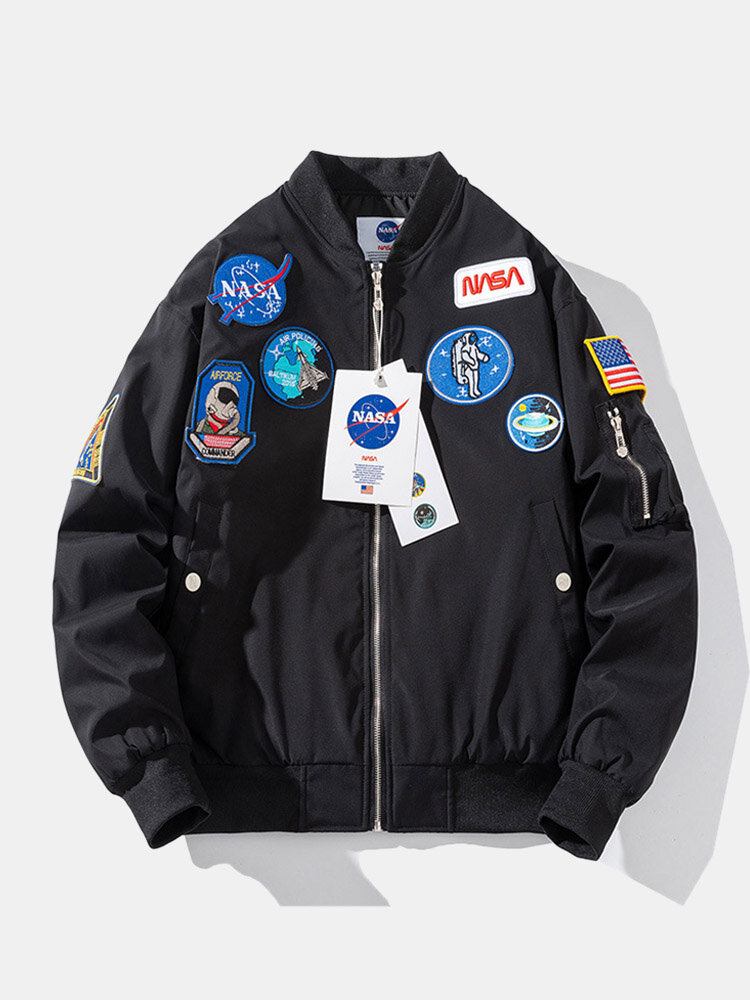 Mænd Astronaut Icon Pattern Nasa Baseball Collar Outdoor Jakker