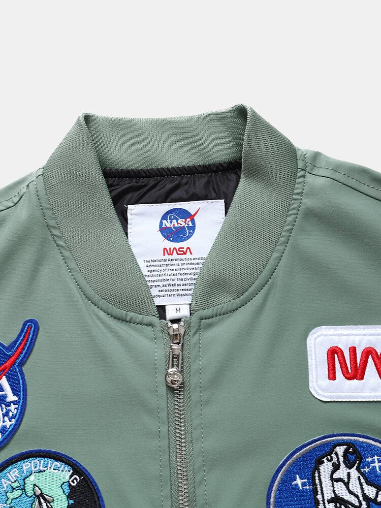 Mænd Astronaut Icon Pattern Nasa Baseball Collar Outdoor Jakker