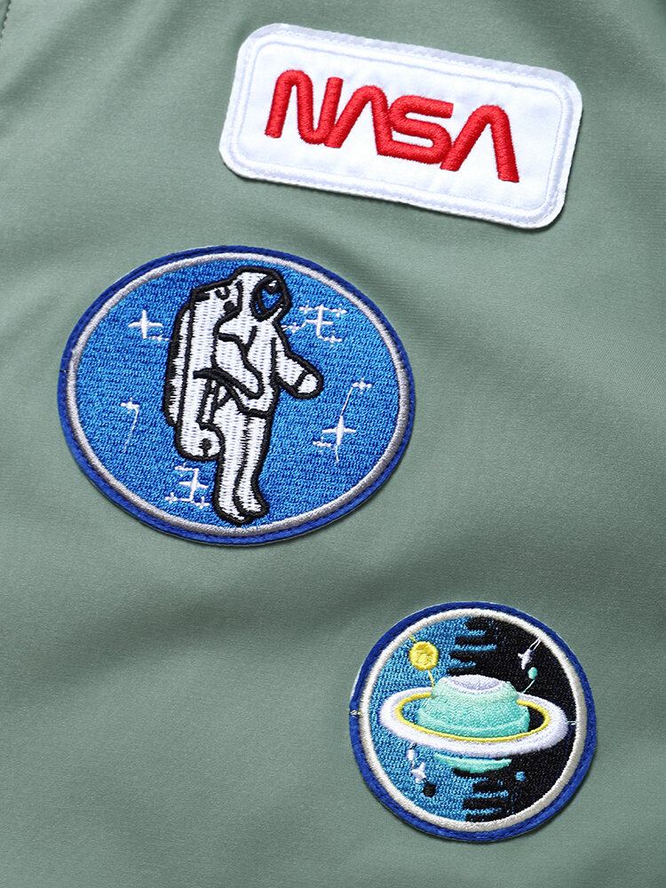 Mænd Astronaut Icon Pattern Nasa Baseball Collar Outdoor Jakker