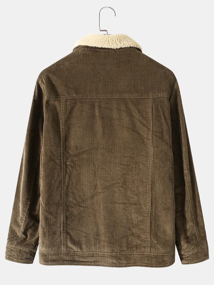 Mænd Corduroy Lammeuld Multilommer Tykke Varme Casual Jakker