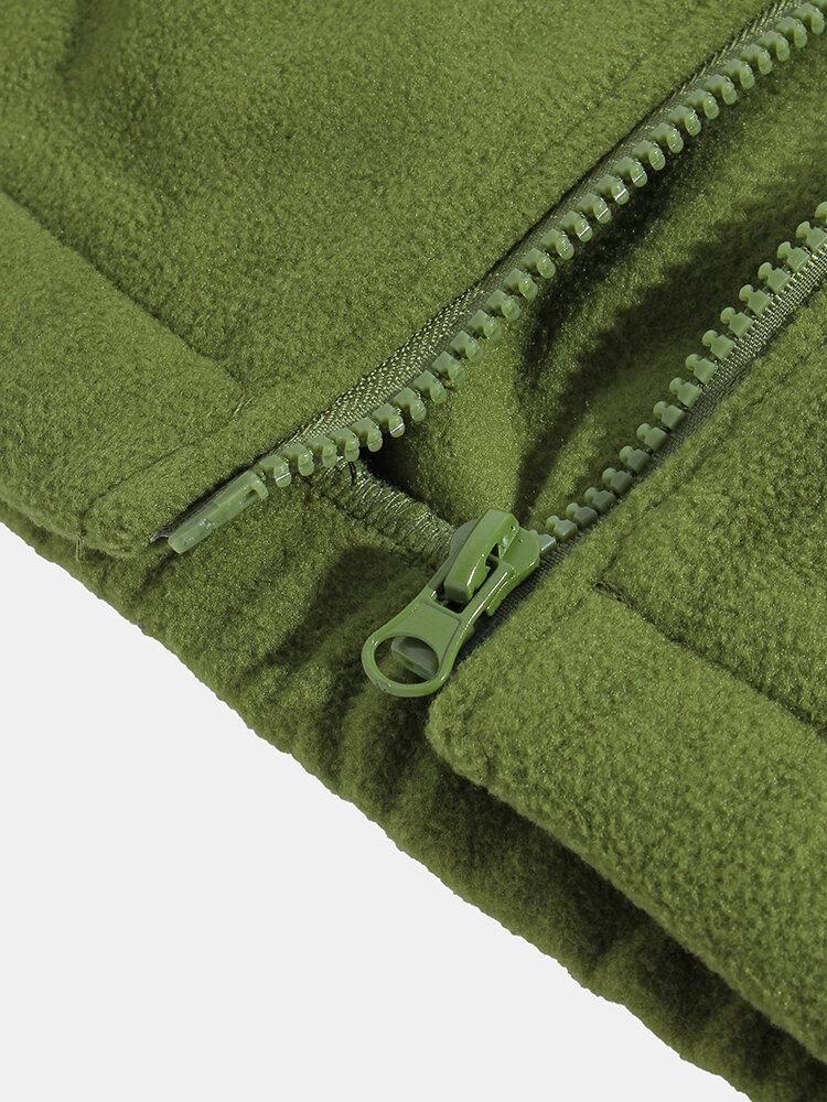 Mænd Ensfarvet Polar Fleece Drop Skulder Jakke Med Lomme