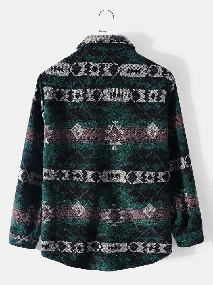 Mænd Nomadic Retro Tribal Dobbeltlommer Buet Hem Casual Jakker