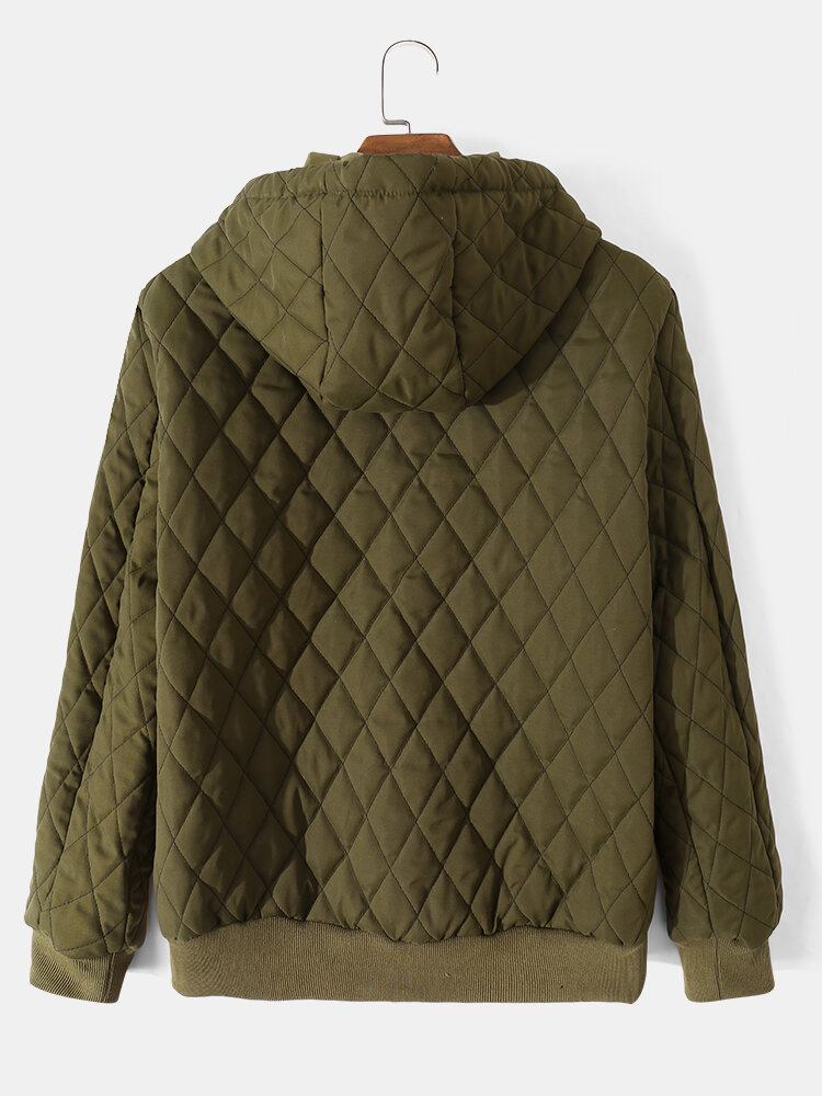 Mænd Retro Trend Gitter Fløjler Solid Snøre Hætte Casual Jakker