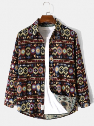 Mænd Tribal Mønster Retro Button Up Langærmede Fritidsjakker